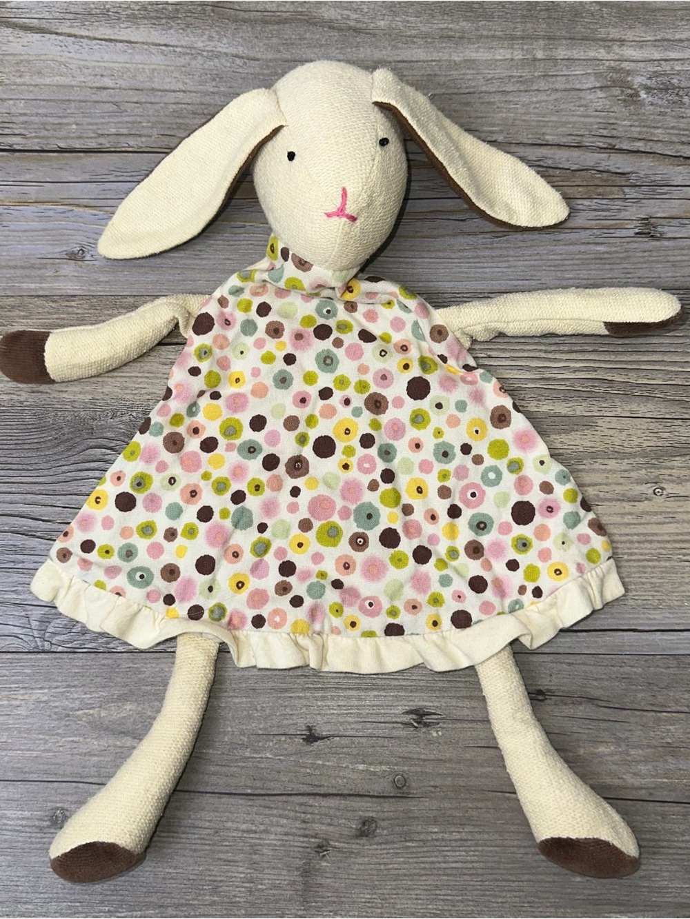 EMPRESS ARTS Art Cream Brown Argyle Stuffed Plush Lovey Baby Bunny Doll Toy 3291